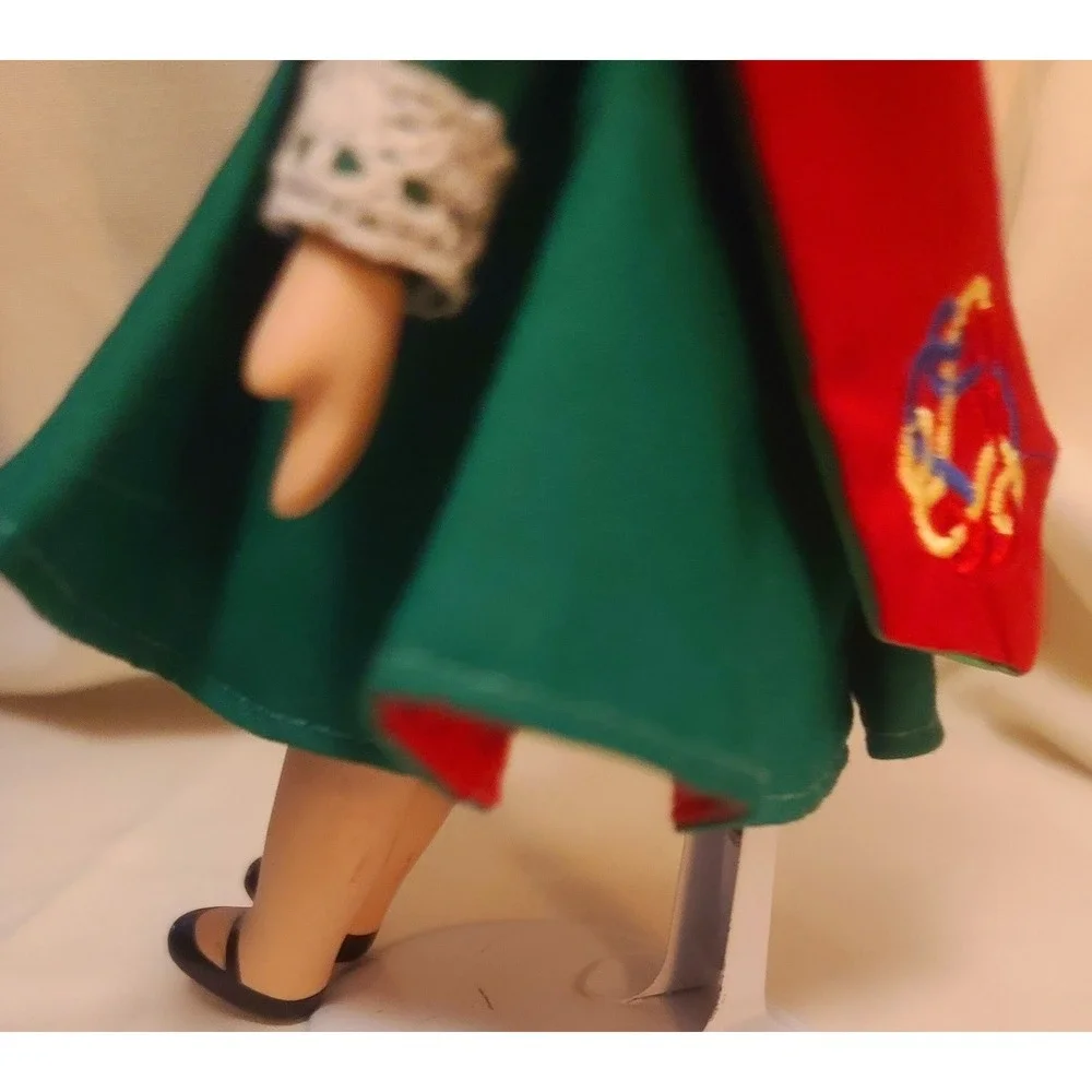 Vintage 90's Porcelain Irish Dancer Doll Red Hair Green Celtic Embroidered Dress